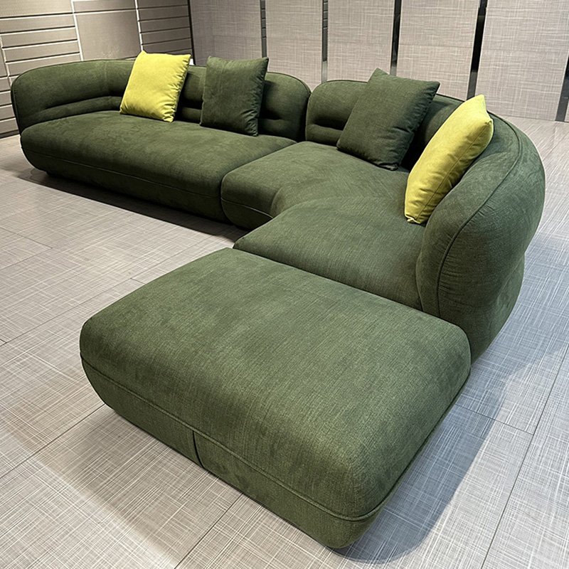 Modern velvet cloth modular green sofa 7 seater sofa set furniture for home luxury sectional curved soft couch living room sofas