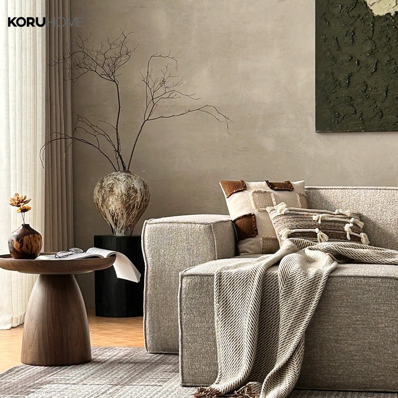 High-Quality Performance Compressed Sofa And Ottoman Modern Linen Living Room Sofas