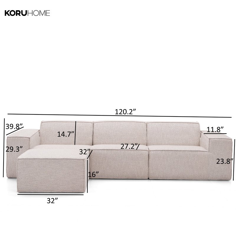 High-Quality Performance Compressed Sofa And Ottoman Modern Linen Living Room Sofas