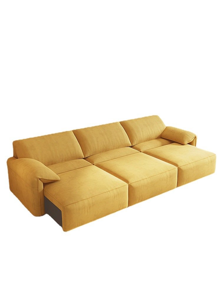 Dual purpose telescopic folding electric sofa bed straight row elephant ears fabric living room sofa