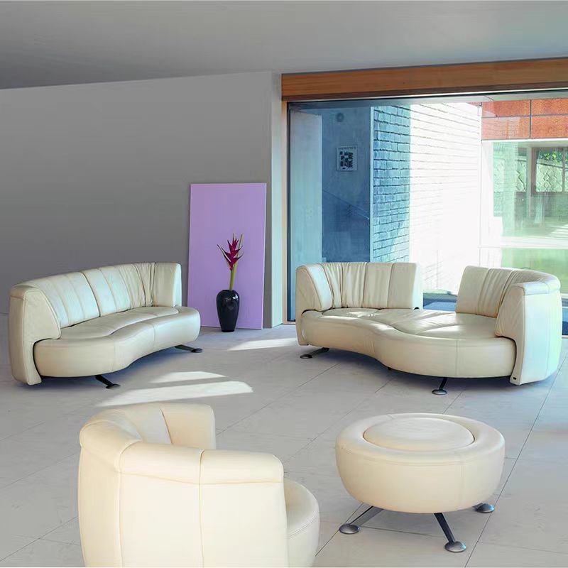 Modern Modular Sofa Adjustable Backrest Stainless Steel Legs Semicircular Pu Leather Living Room Sofa Couch