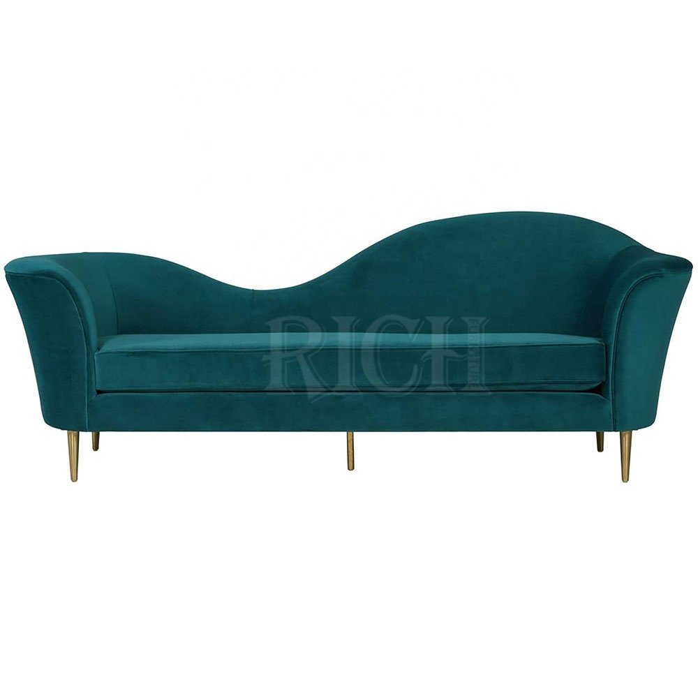 curved simple lounge mid century modern orange luxury soft sofa velvet furniture living room classic pink velvet sofa couch