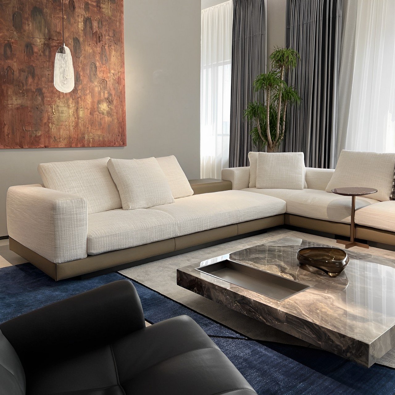 Italian design apartment sofa set furniture luxury modular couch modern design fabric corner living room sofas