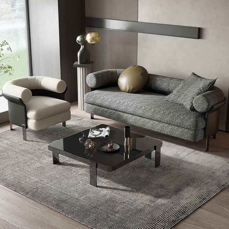 Minimalist simple technology fabric special-shaped high end italian living room set furniture modern 3 seat italian modern sofa