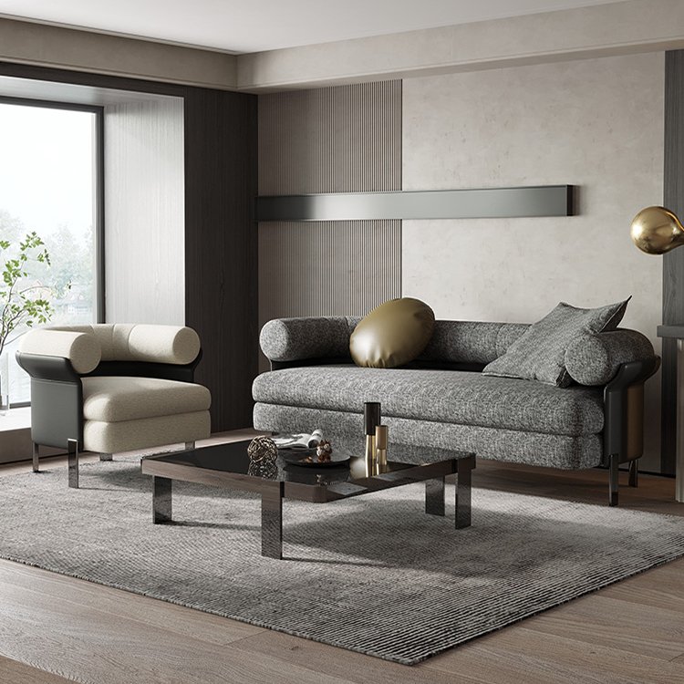 Minimalist simple technology fabric special-shaped high end italian living room set furniture modern 3 seat italian modern sofa