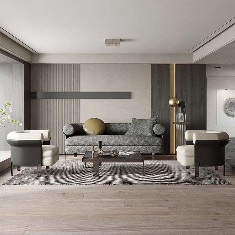 Minimalist simple technology fabric special-shaped high end italian living room set furniture modern 3 seat italian modern sofa
