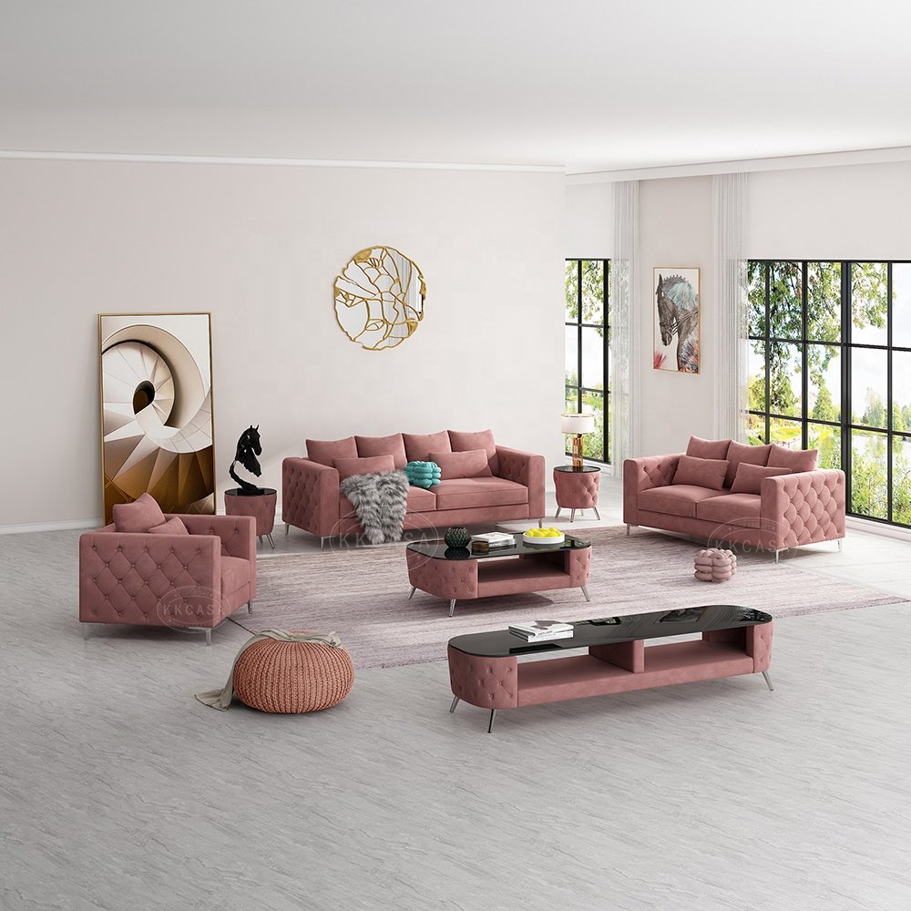 New arrival 123 seats living room sofa set customized color Nordic style button sectional sofa single seat full fabric sofa
