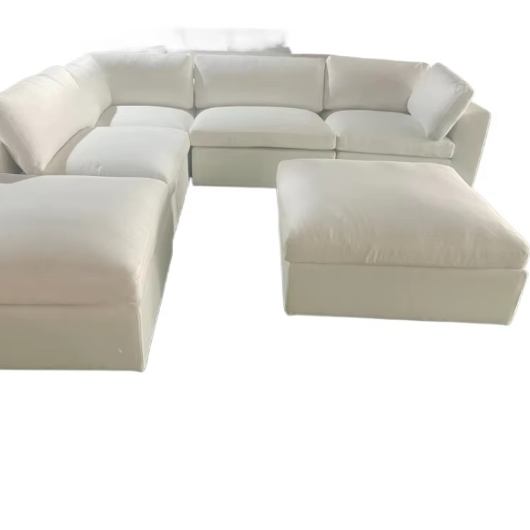 Minimalist Living Room Waterproof Fabric Modular Corner Sofa Cloud Sofa Set Furniture Three-seater Couch