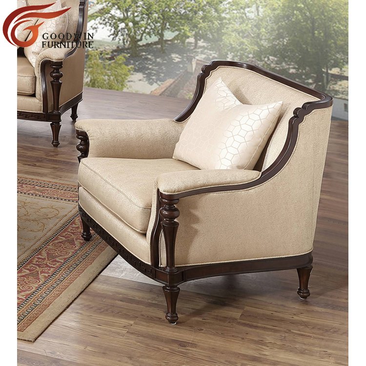 American classic sitting room wooden sofa set furniture living room sofa 9783