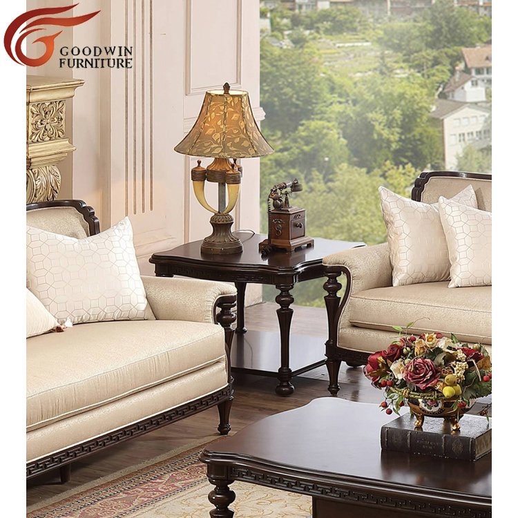 American classic sitting room wooden sofa set furniture living room sofa 9783