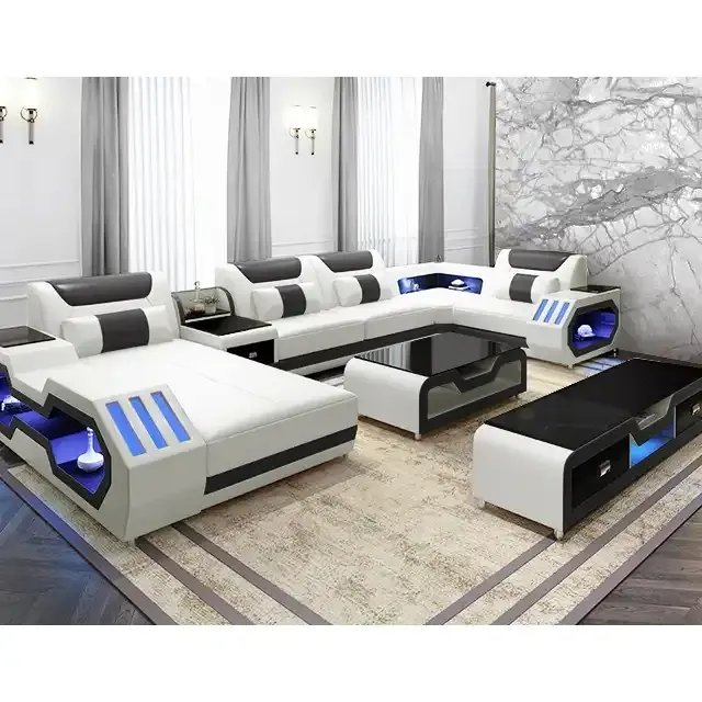 Foshan factory door to door hotsale in USA DDP Led living room sofa