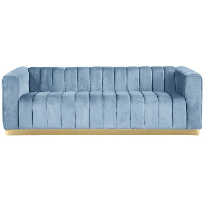 Luxury Stainless Steel Base Velvet Fabric Arm Sectional Sofas Chesterfield Sofa For Living Room Sofas