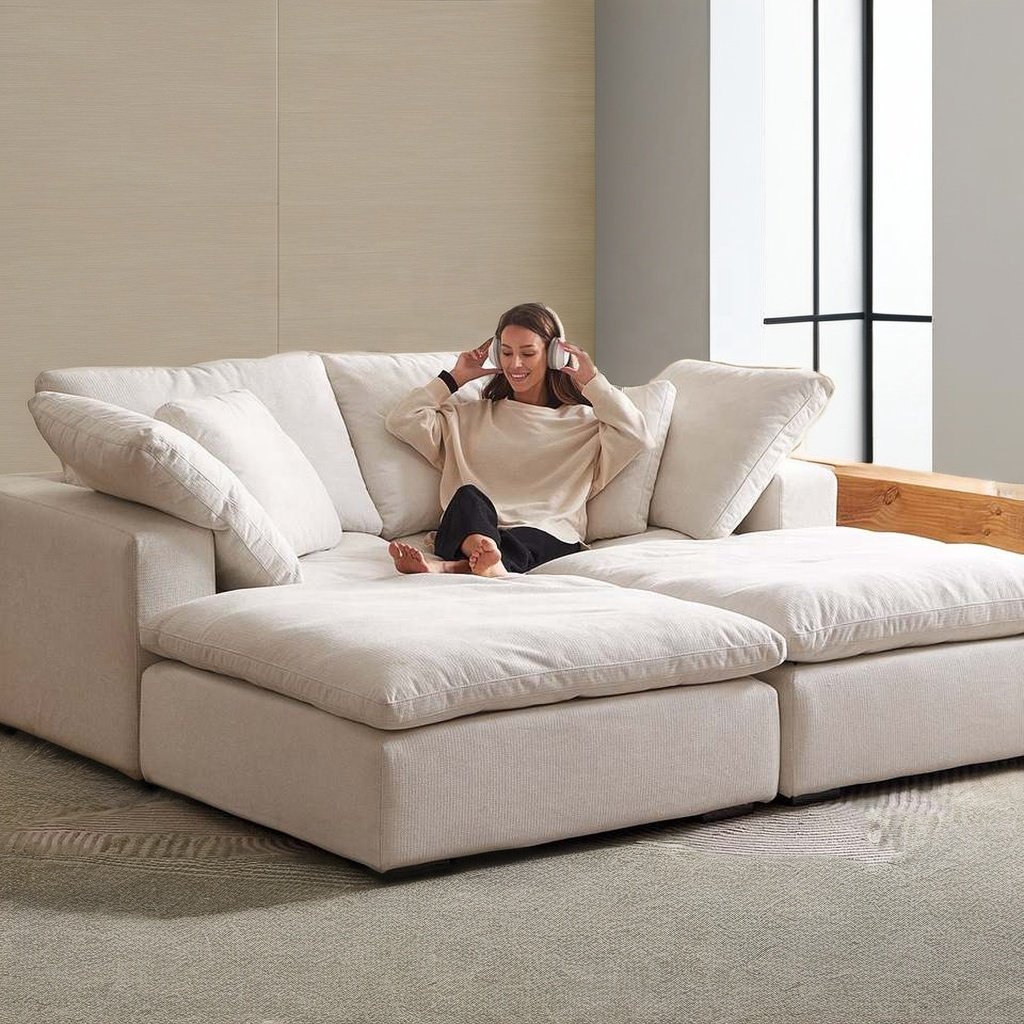 Italian design Cloud Sofa Collection Feather Sofa Bed Modular Removable Cover Cozy Daybed Sofa Couch Furniture