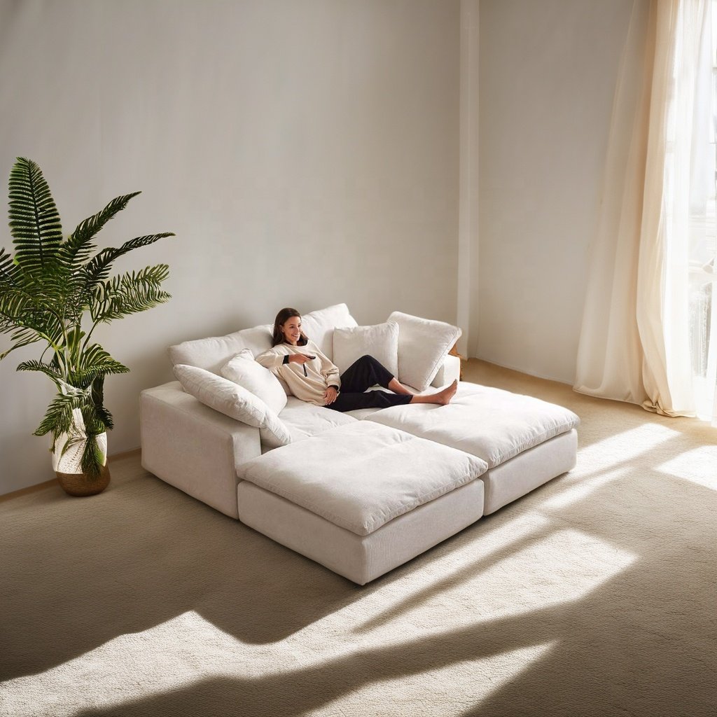Italian design Cloud Sofa Collection Feather Sofa Bed Modular Removable Cover Cozy Daybed Sofa Couch Furniture