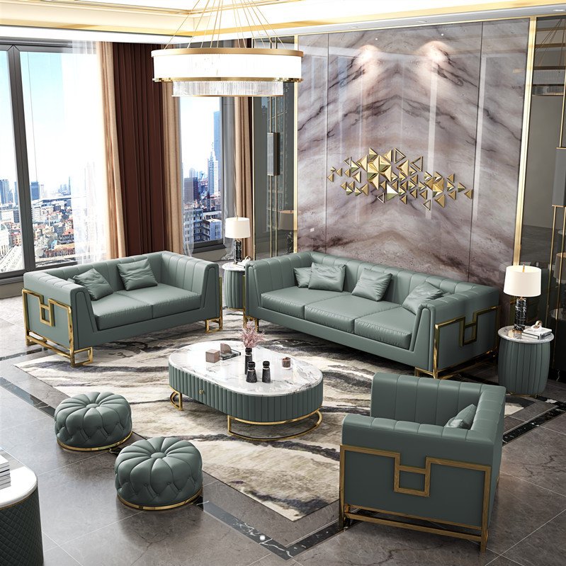 modern living room sofas Luxury couch sectional lounges chesterfield genuine leather sofa set for home office hotel furniture