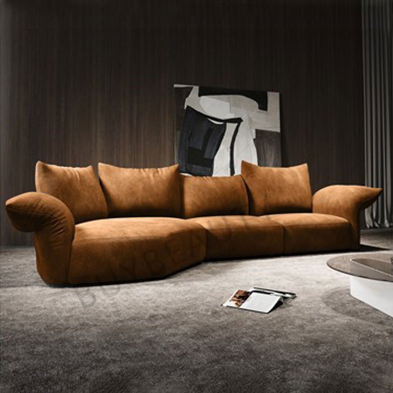Large apartment villa living room arc multi-combination large seat deep petal sofa