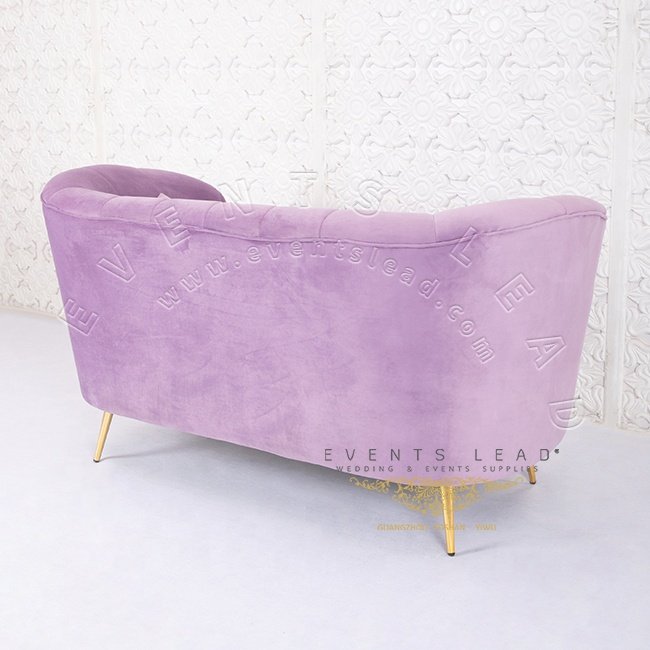 Silver Frame With Light Purple Velvet sofas for living room Two Seat Romantic Wedding Sofa