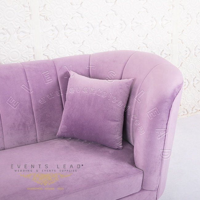 Silver Frame With Light Purple Velvet sofas for living room Two Seat Romantic Wedding Sofa
