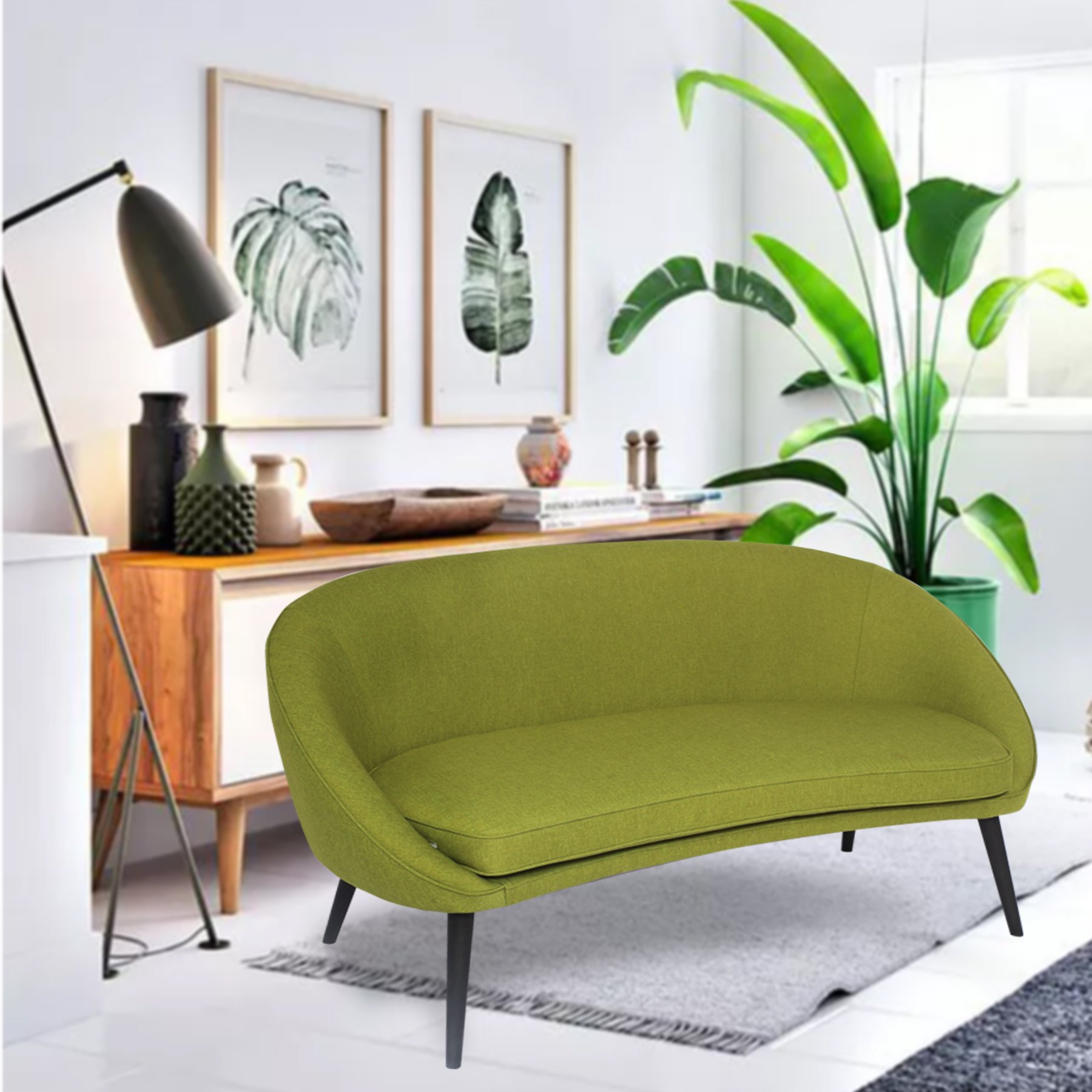 Laynsino European New Design 2 Seater Sofa Modern Simple Linen Fabric Living Room Furniture Sofas