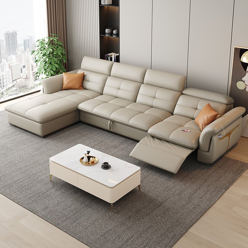 Customized 2024 New Modern Space Saving storage Real leather Reclining Italian leather Folding Multi purposes living room Sofas