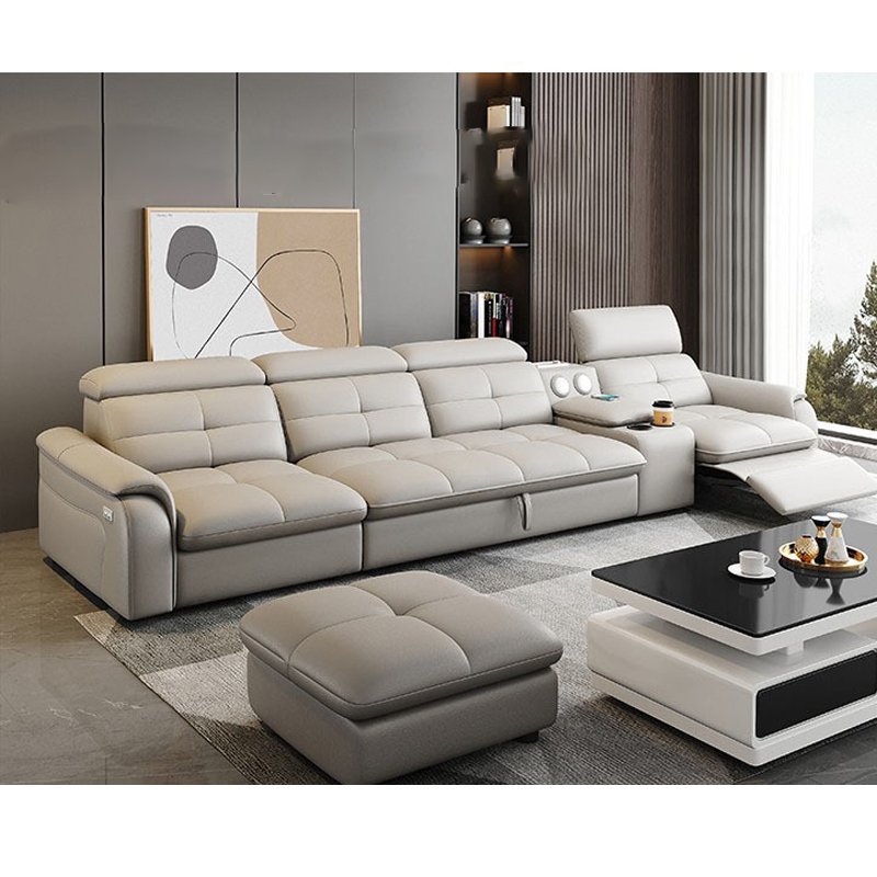 Customized 2024 New Modern Space Saving storage Real leather Reclining Italian leather Folding Multi purposes living room Sofas