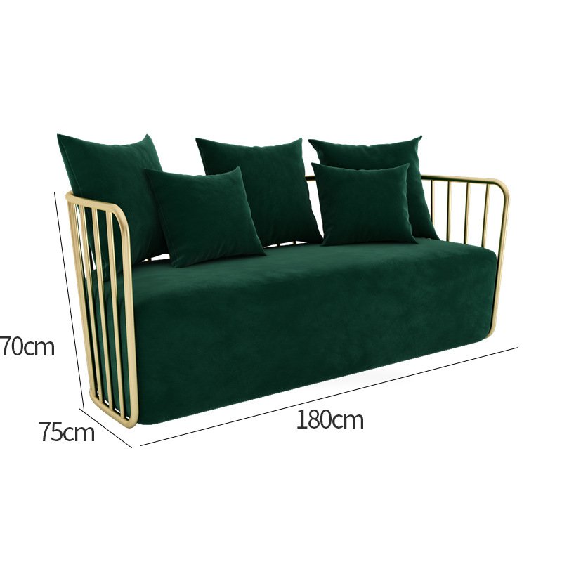 Modern Luxury Velvet Sofa Set Tufted Green Pink Multi-Color Reception Area Furniture Commercial Store Hotel Includes Tea Metal