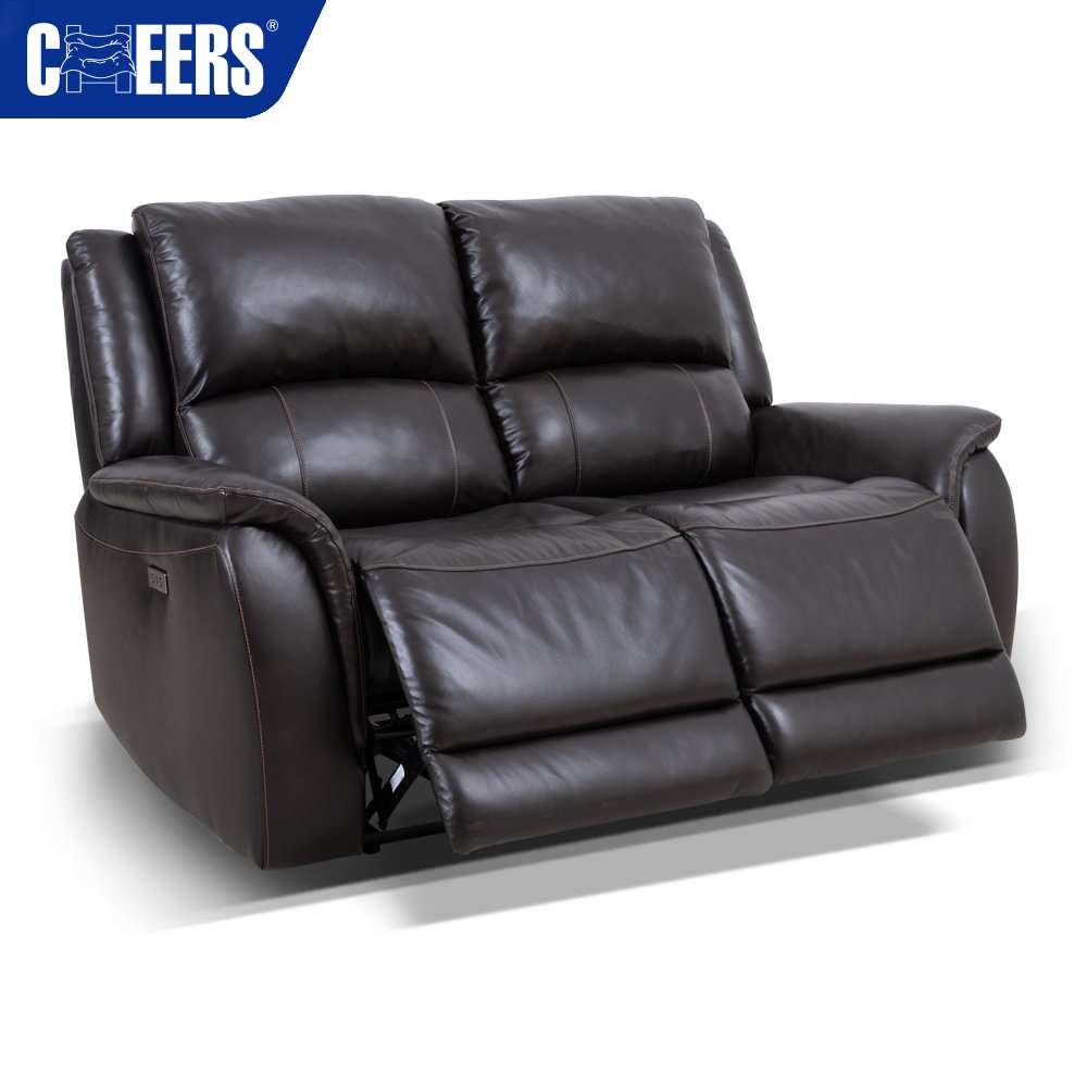 MANWAH CHEERS Power 3+2+1 Top Genuine Leather Upholstered Reclining Sofa Set for Living Room Furniture