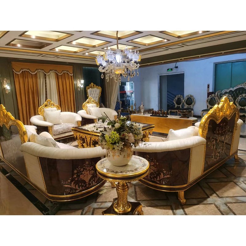 European style royal vintage classic sofa furniture luxury carved solid wood living room sofa