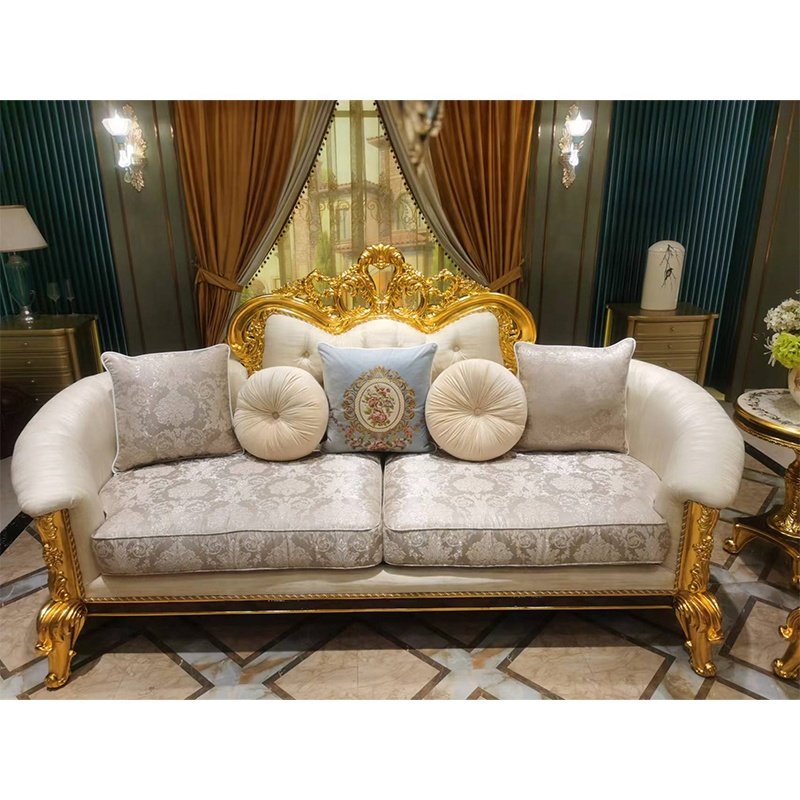 European style royal vintage classic sofa furniture luxury carved solid wood living room sofa