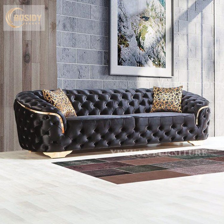 Modern sofa set furniture living room China manufacture couches luxury living room sofa new design tufted back sofa