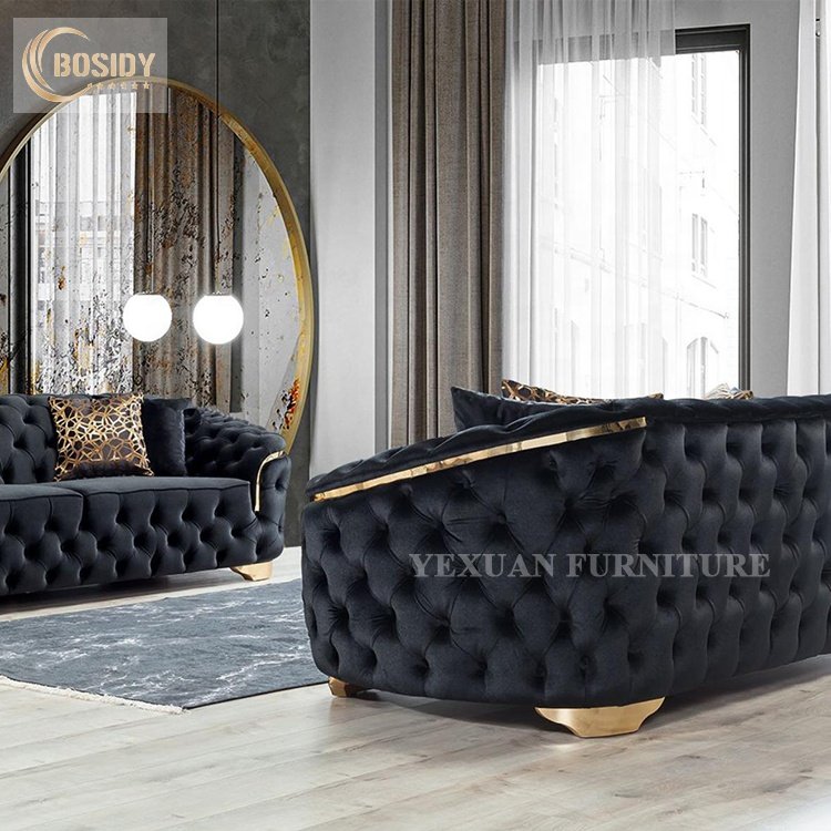 Modern sofa set furniture living room China manufacture couches luxury living room sofa new design tufted back sofa