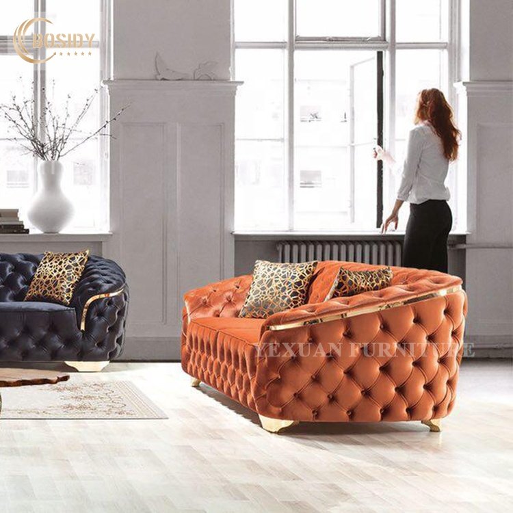 Modern sofa set furniture living room China manufacture couches luxury living room sofa new design tufted back sofa