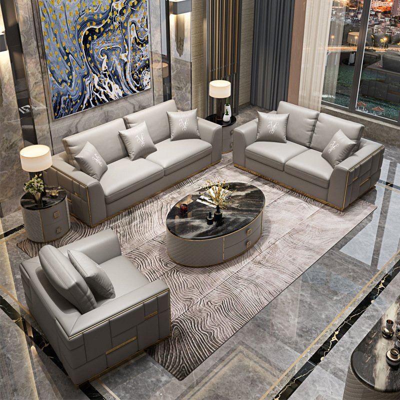 Factory direct supply corner couch one two three seaters sofa luxury genuine leather Italian modern living room sofas