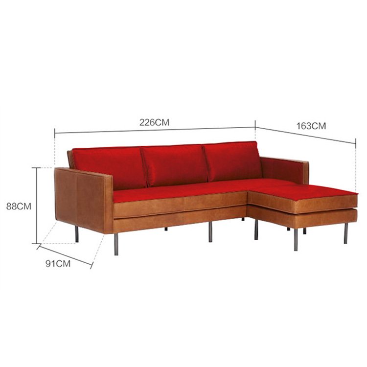 High Quality L Shape Modern Sectional 3 Seater Living Room Italian Style Luxury Genuine Leather Corner Sofa Set
