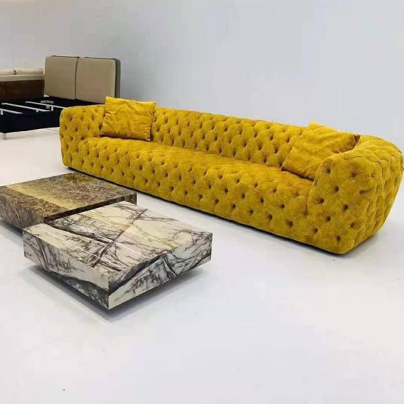Factory Direct Sale Emerald Green Velvet Microfiber Fabric Furniture Button Tufted Couch Living Room Chesterfield Canape Sofa