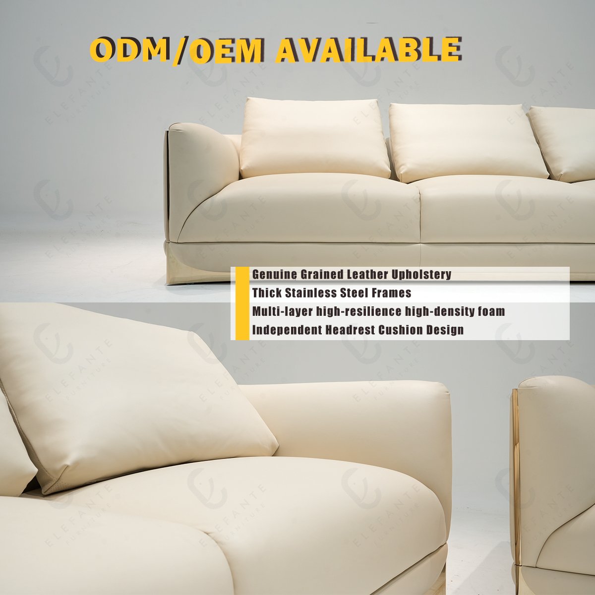 Italian Luxury Design Living Room Sofa Set Furniture Sectional Modern Elegant Home Couches 3 Seats Leather Corner Sofa