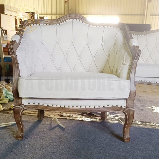 French linen white wedding living room sofas love seat sofa wedding for event used