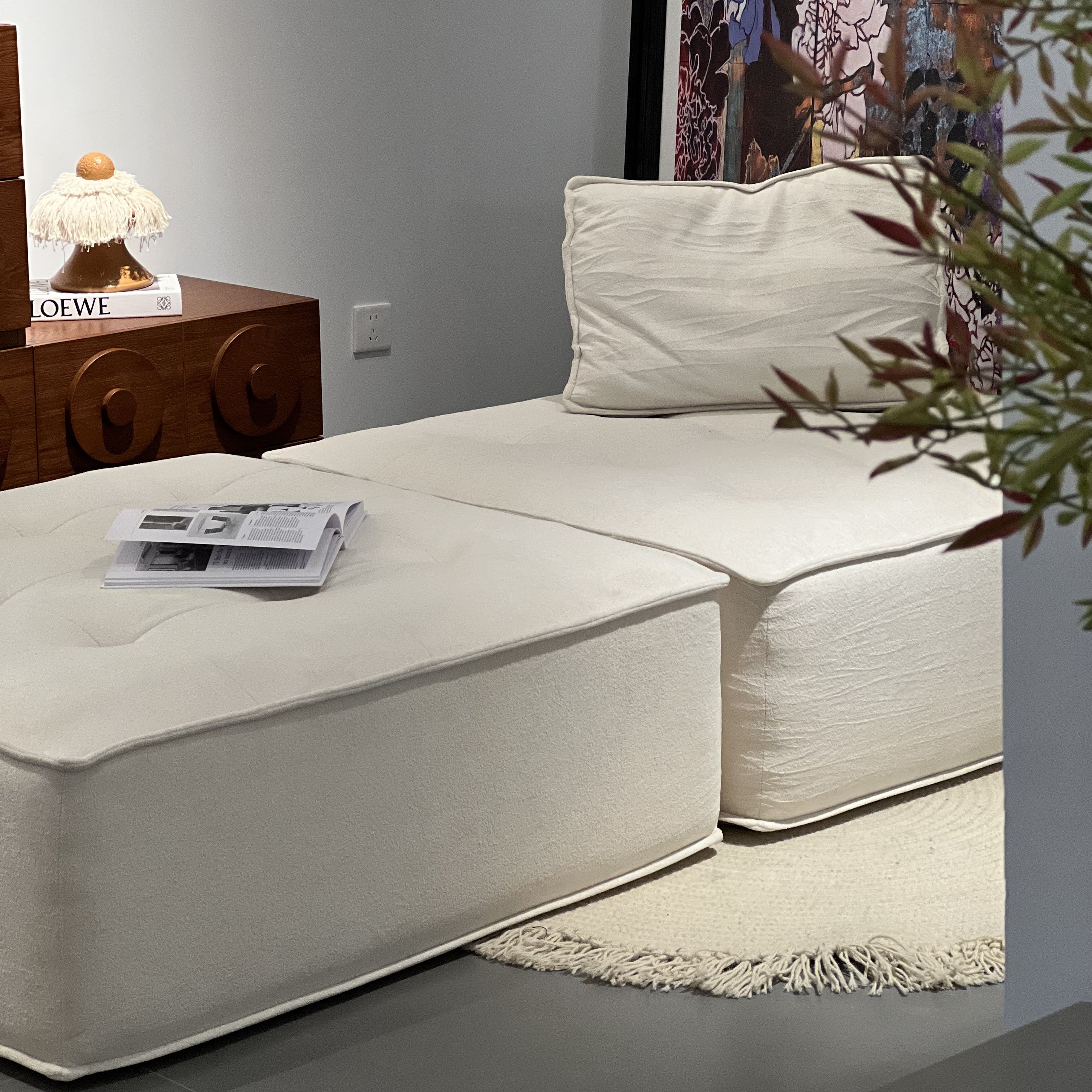 Foshan Factory Noridc Fabric Sectional Sofa Living Room Sofa Set Furniture Modern White Velvet Compressed Sofa