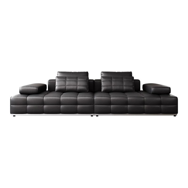 High Quality Lawrence Sofa Leather Sofa Small Unit Black Three Or Four Seat Straight Row Leather Living Room Sofa