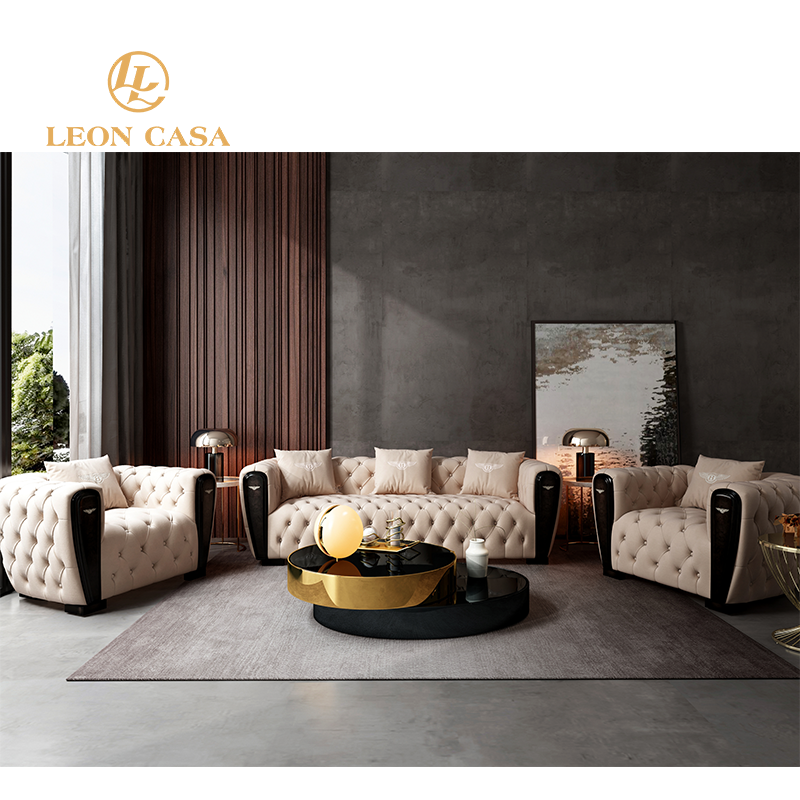 Italian Design Button Tufted Living Room Sofas Fabric Luxury Corner Modern Furnitures House Sofa Set Luxury Sofa 2022