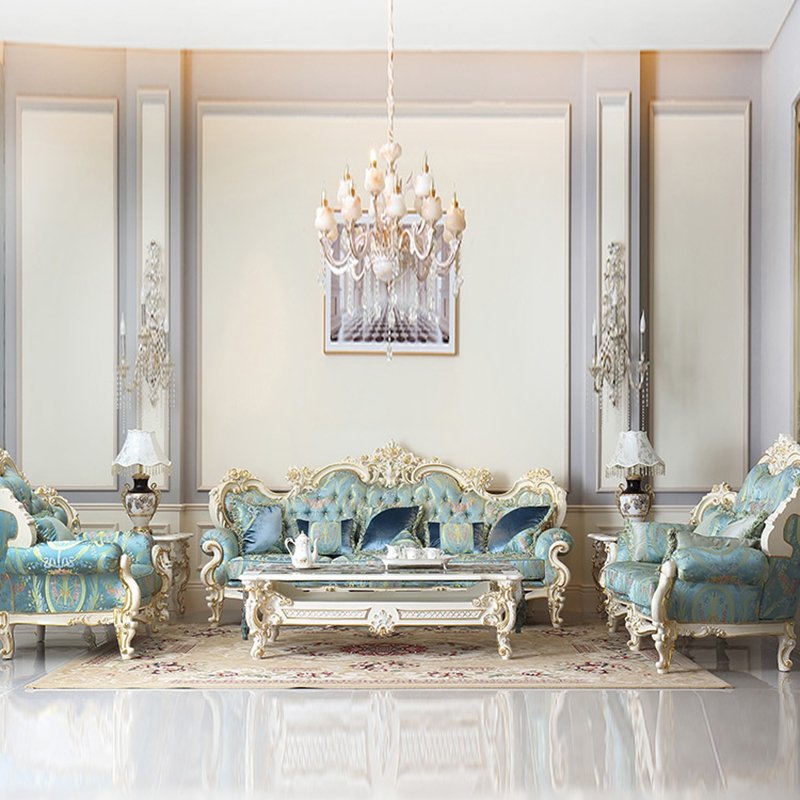 French style sectional sofa set furniture designs antique luxury solid wood 1+2+3 living room sofas