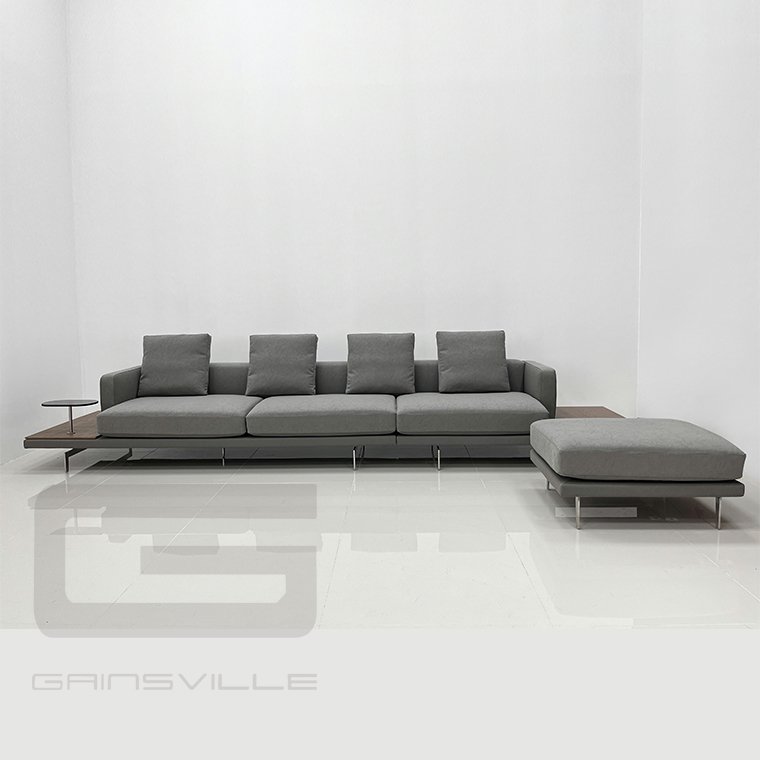 Modern Home Living Room Furniture Set Linen Velvet Fabric Leather Corner Couch Set Sectional Modular Sofa