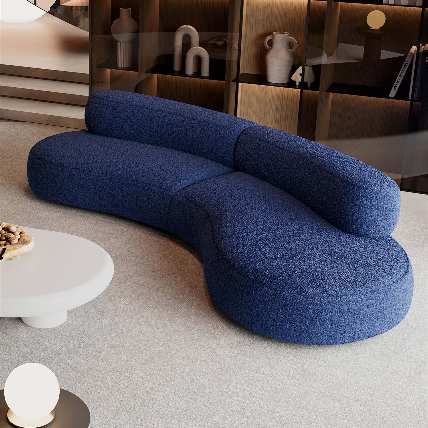 High density pure sponge compression living room sofa 2 boxes packed Moon vacuum sofa