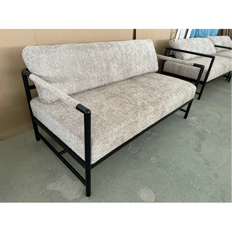 corner Stainless steel frame sofa furniture luxury couch Straight shaped gray boucle fabric upholstery living room sofa couch