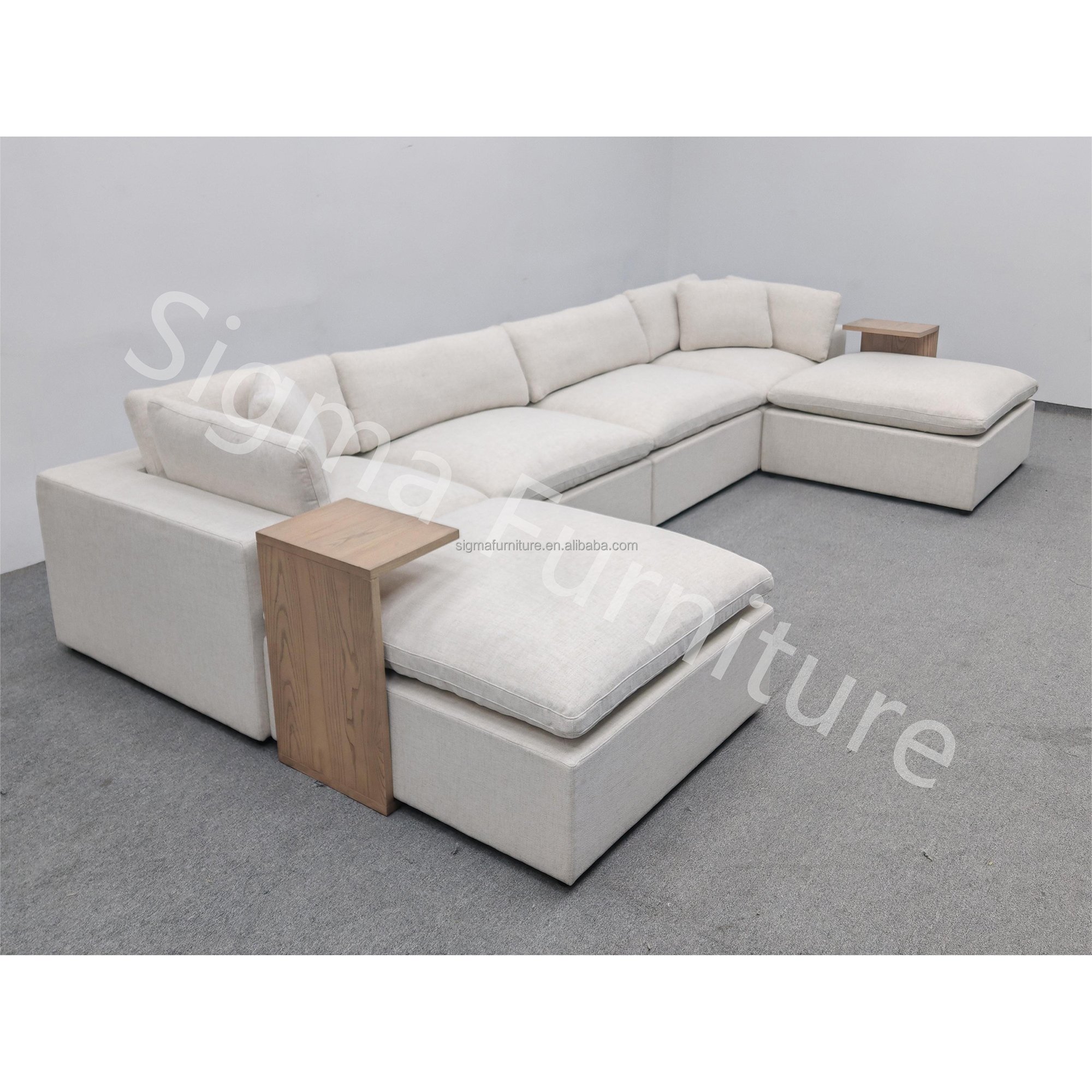 Wholesale factory modern L U shape sectional fabric couch living room sofa