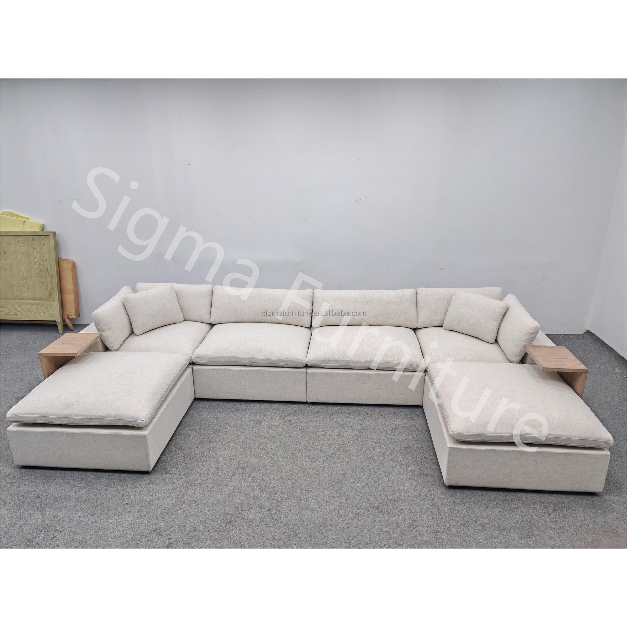 Wholesale factory modern L U shape sectional fabric couch living room sofa