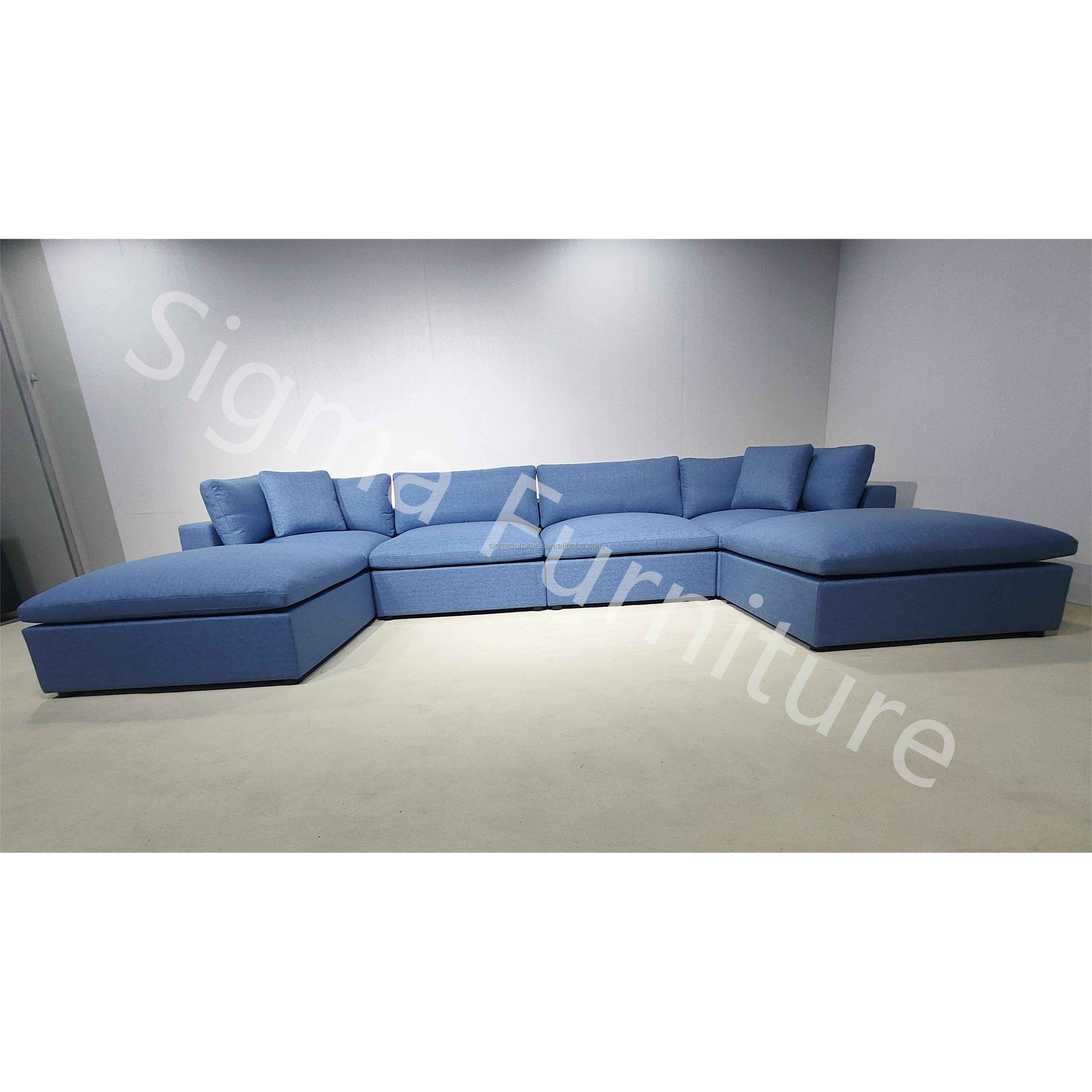 Wholesale factory modern L U shape sectional fabric couch living room sofa