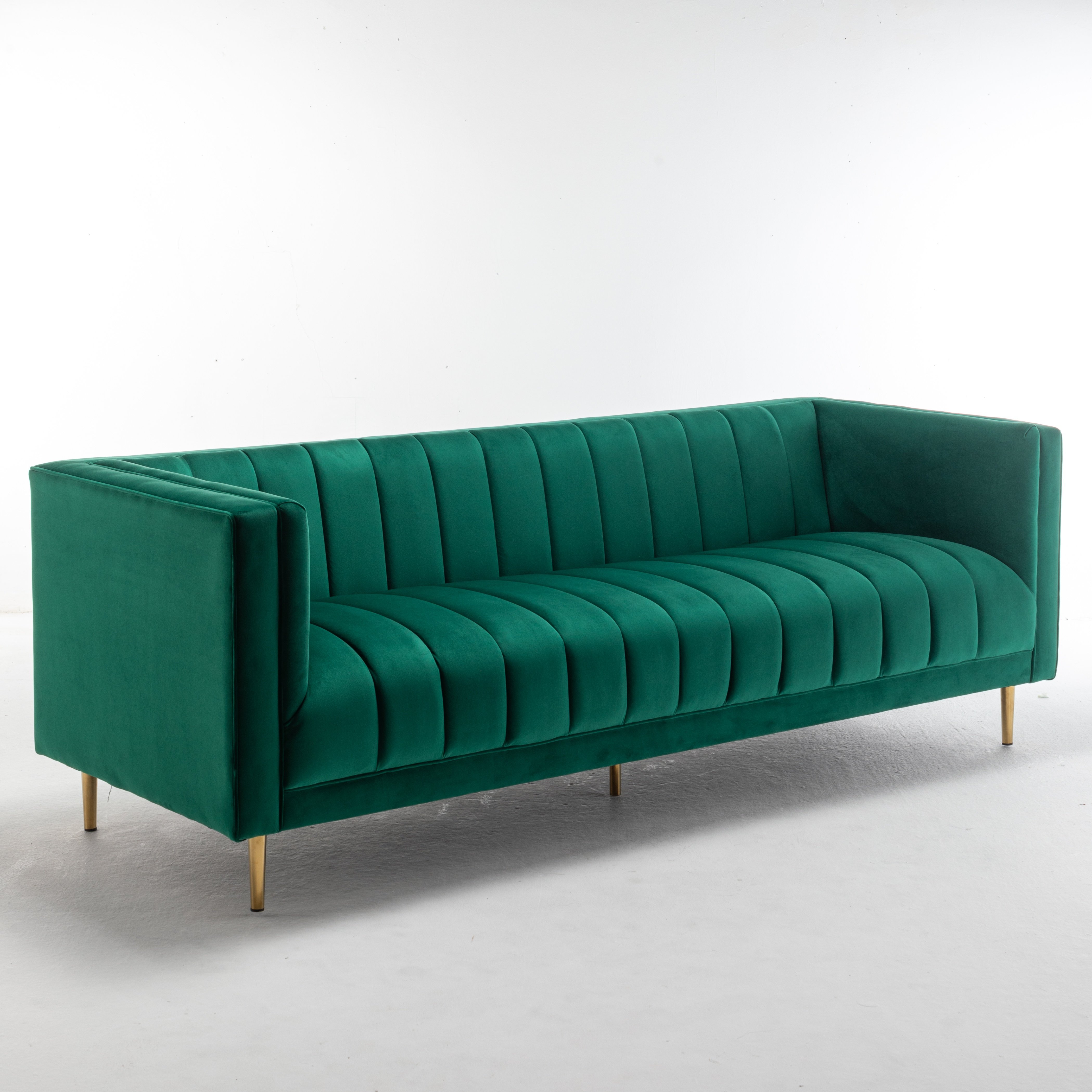 Event Furniture modern wood frame three seats sofa with velvet fabric stainless steel leg wedding sofa for events