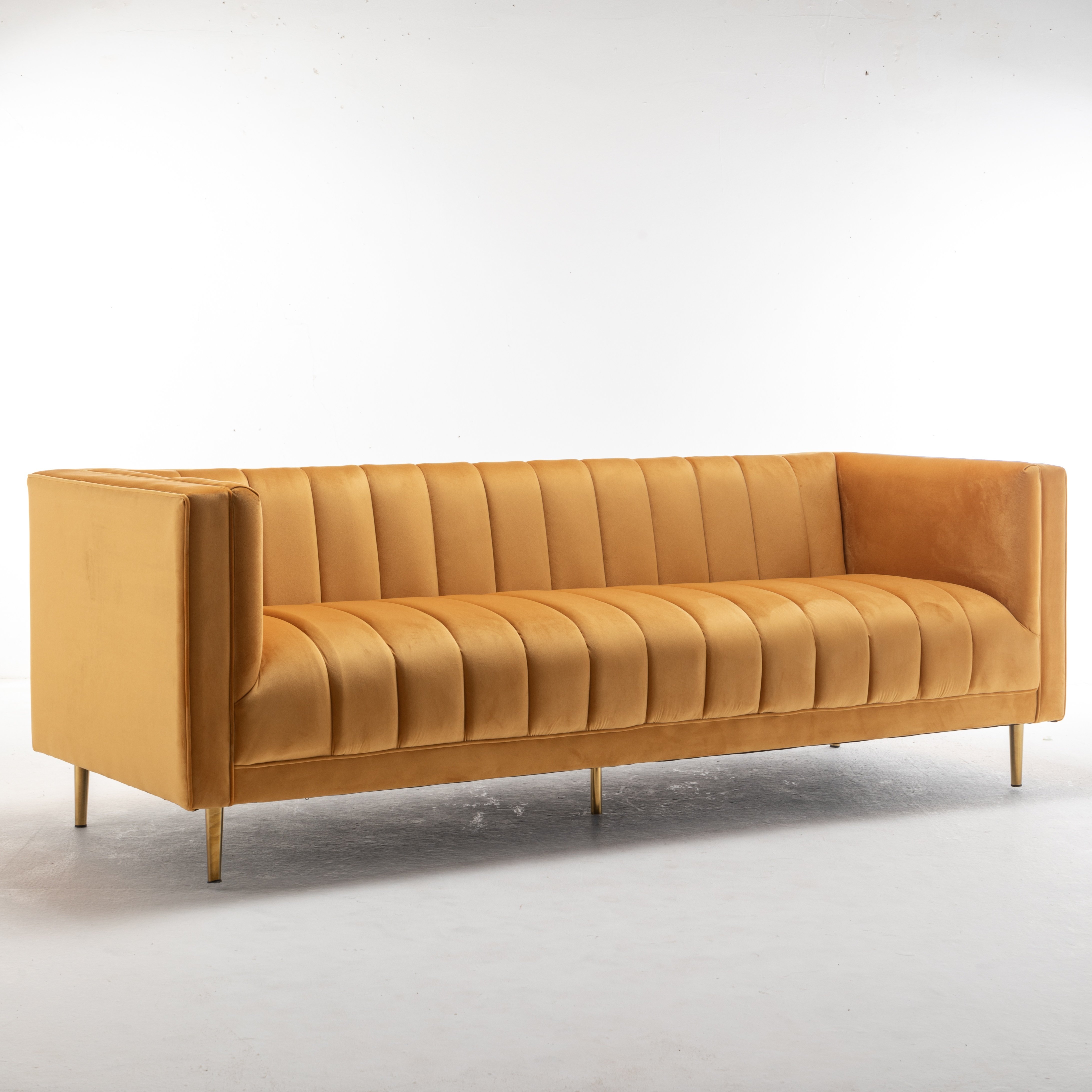 Event Furniture modern wood frame three seats sofa with velvet fabric stainless steel leg wedding sofa for events