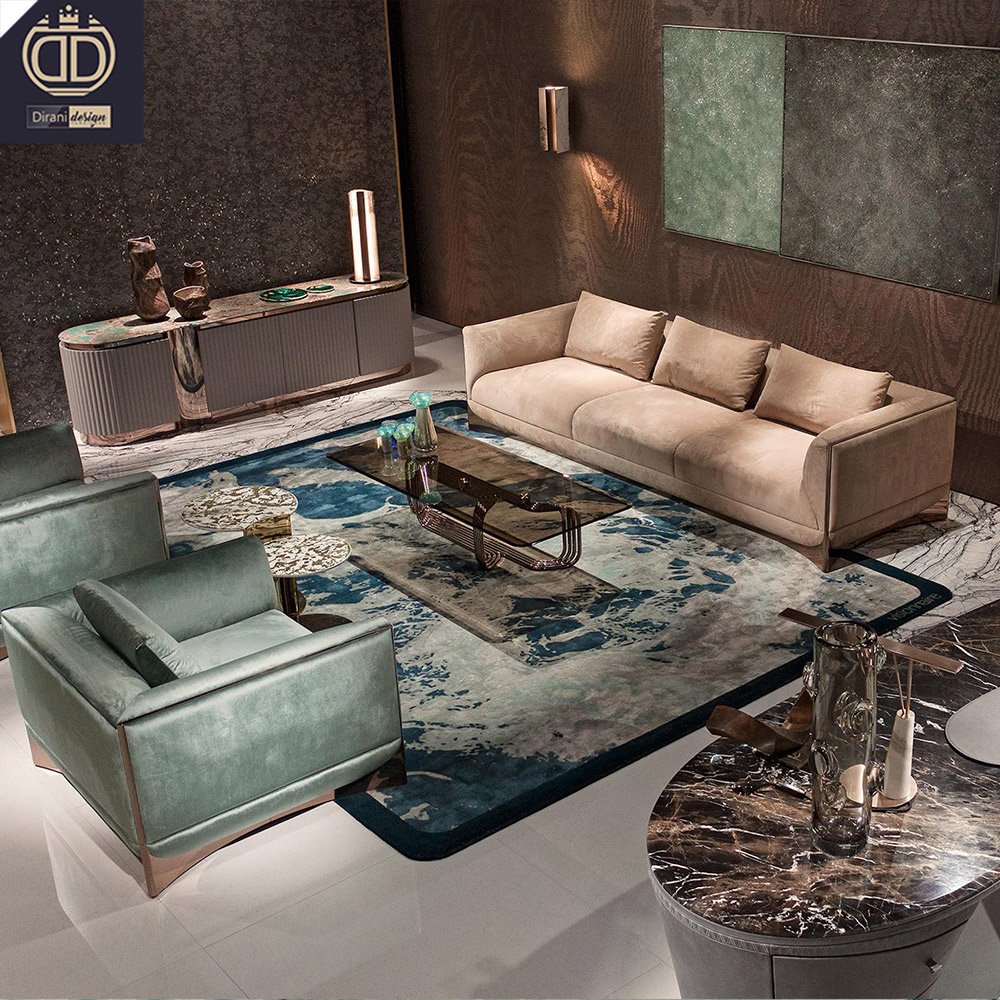 high quality very comfortable sofa set furniture luxury modern fabric velvet dark blue sofa